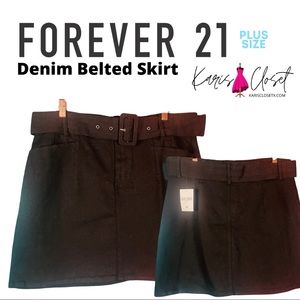 Forever 21 Blk belted mini skirt front pockets NWT